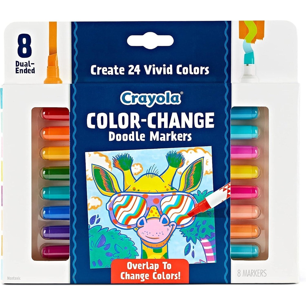 NEW Crayola Color-Change Doodle Markers set of 8 Overlap to change colors! COOL!